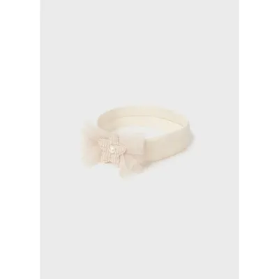 BEIGE STRETCH HEADBAND TULLE TRIM / 10781-048