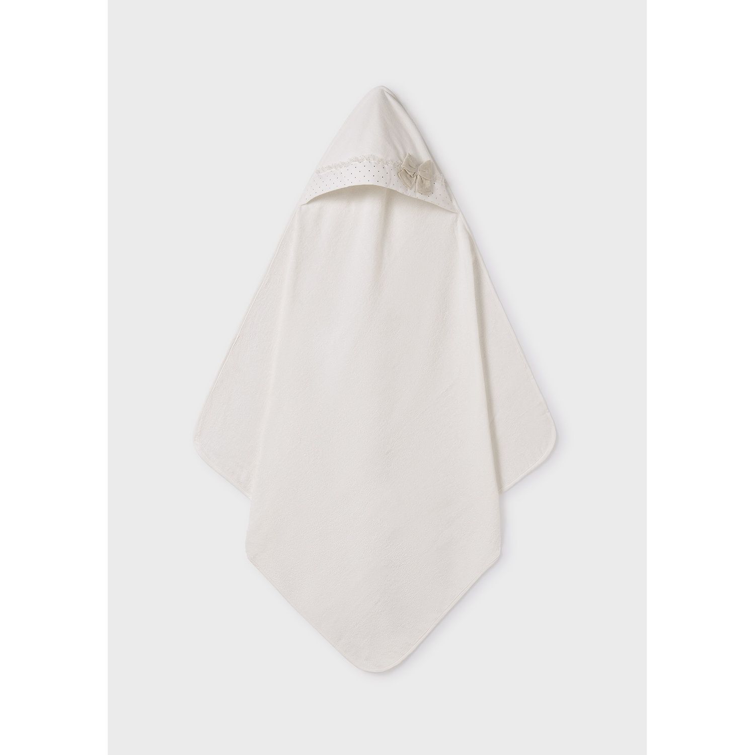 CREAM BATH TOWEL HOODED GOLD BOW & DOT TRIM / 9526-026