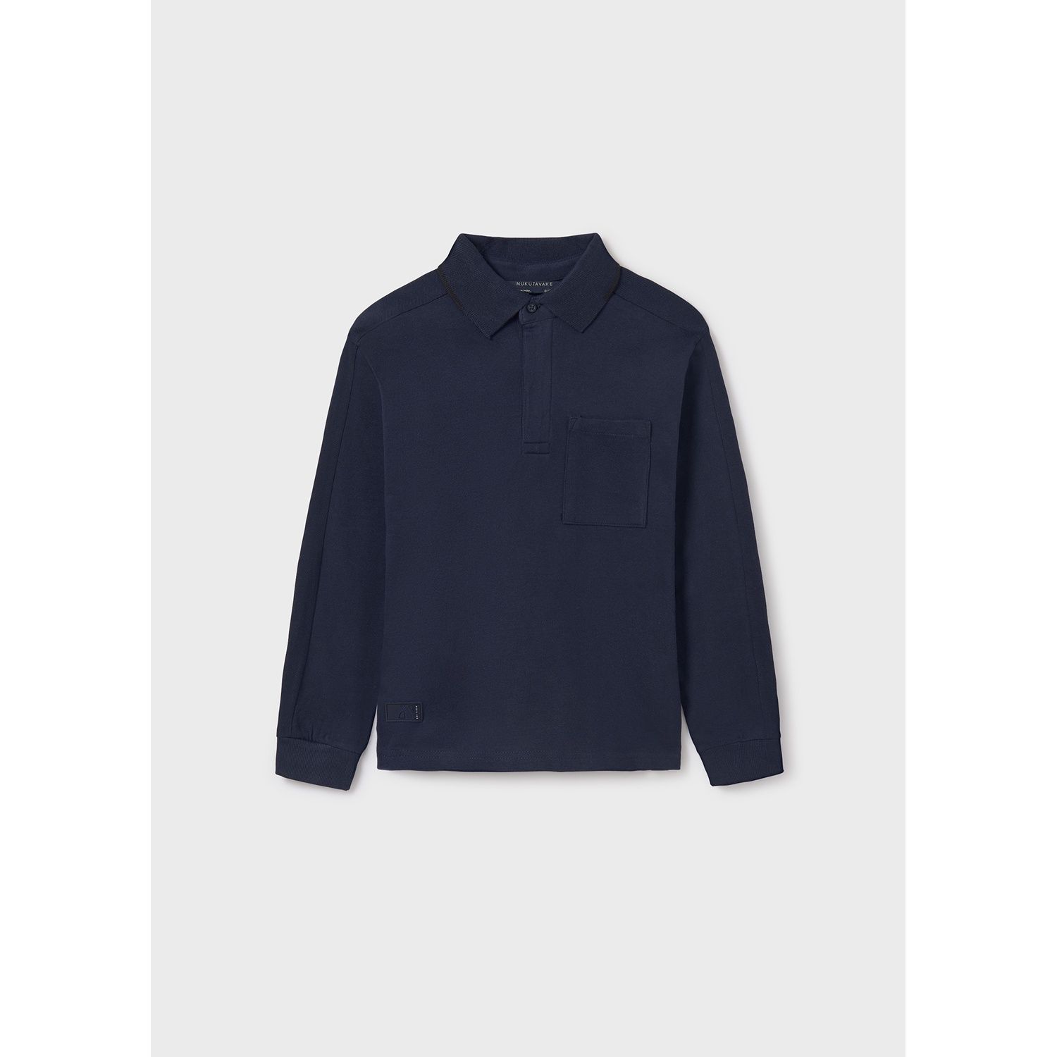NAVY POLO TOP LONG SLEEVE WITH POCKET / 7105-086