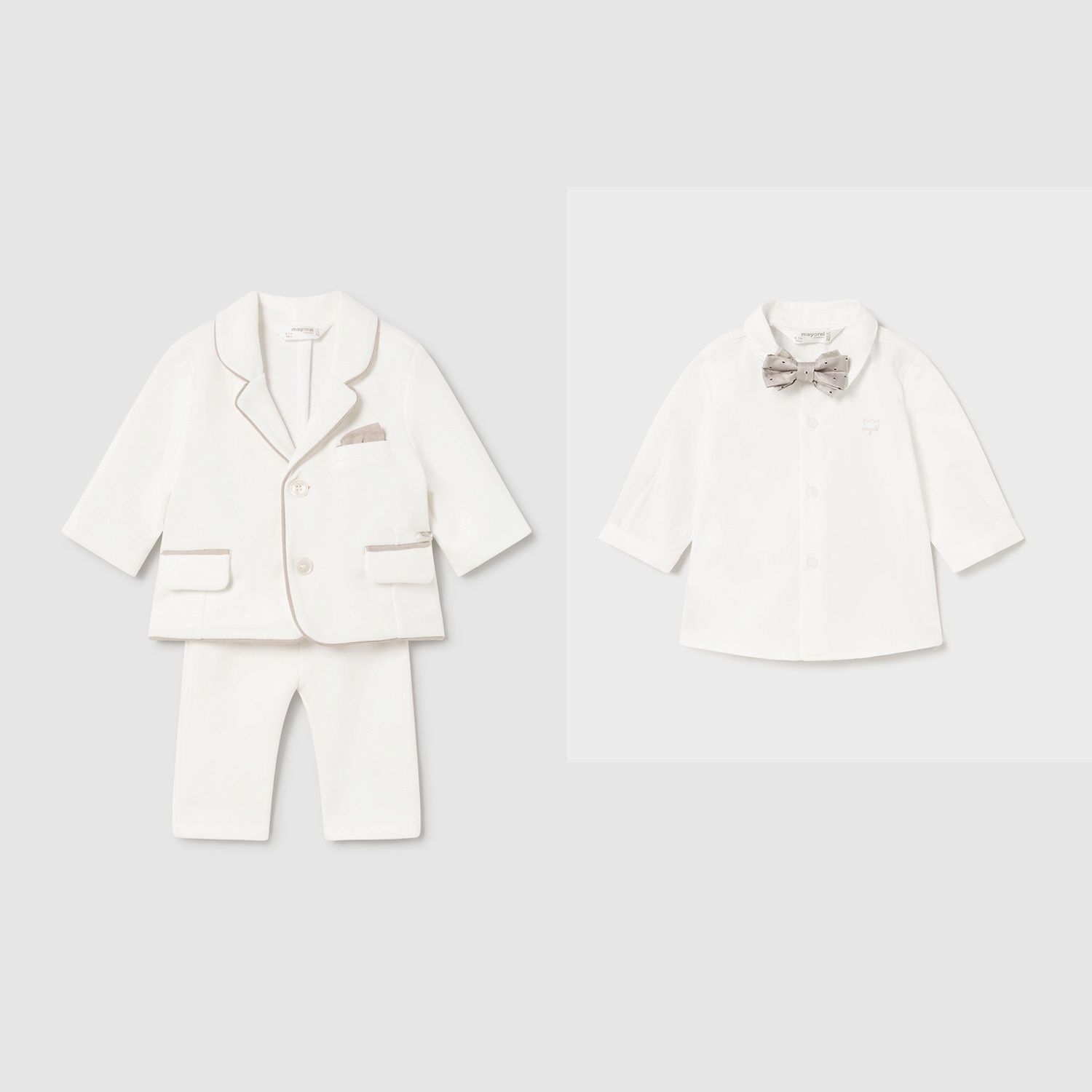 2180-15 4PC IVORY SUIT BEIGE BOWTIE & TRIM / 2893-036
