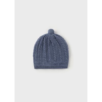 BLUE KNIT HAT CABLESTITCH PATTERN / 9774-094