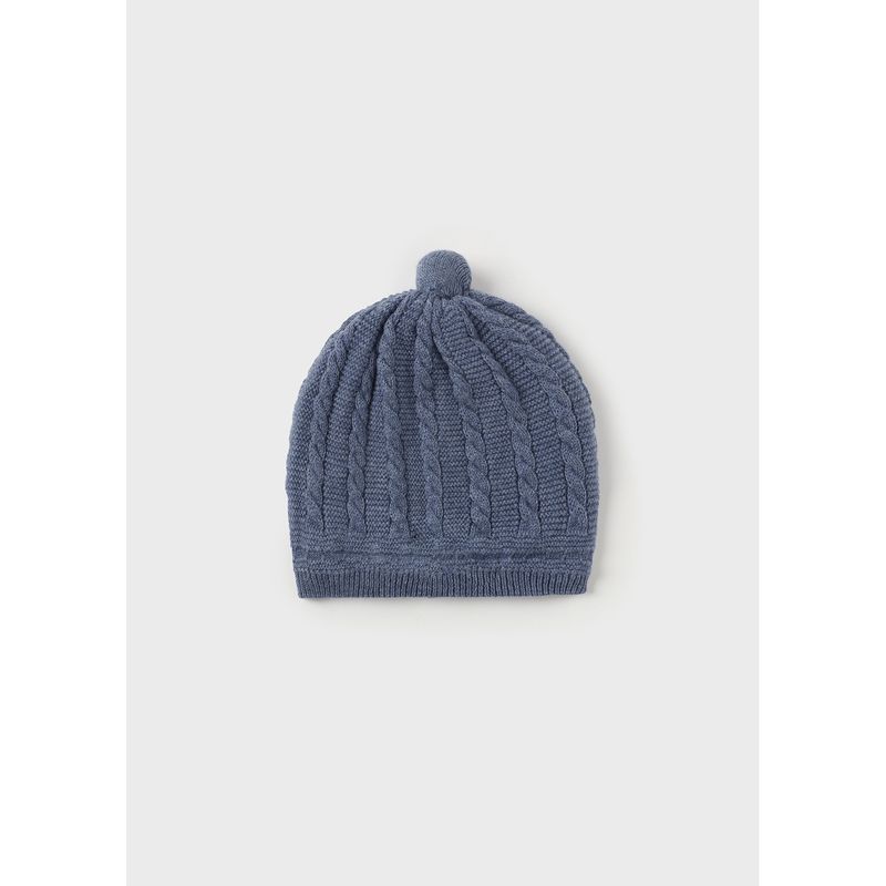 BLUE KNIT HAT CABLESTITCH PATTERN / 9774-094