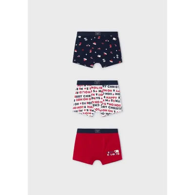 3PACK RED & NAVY BOXER UNDERWEAR SET ASSORTED PRINTS / 10788-045
