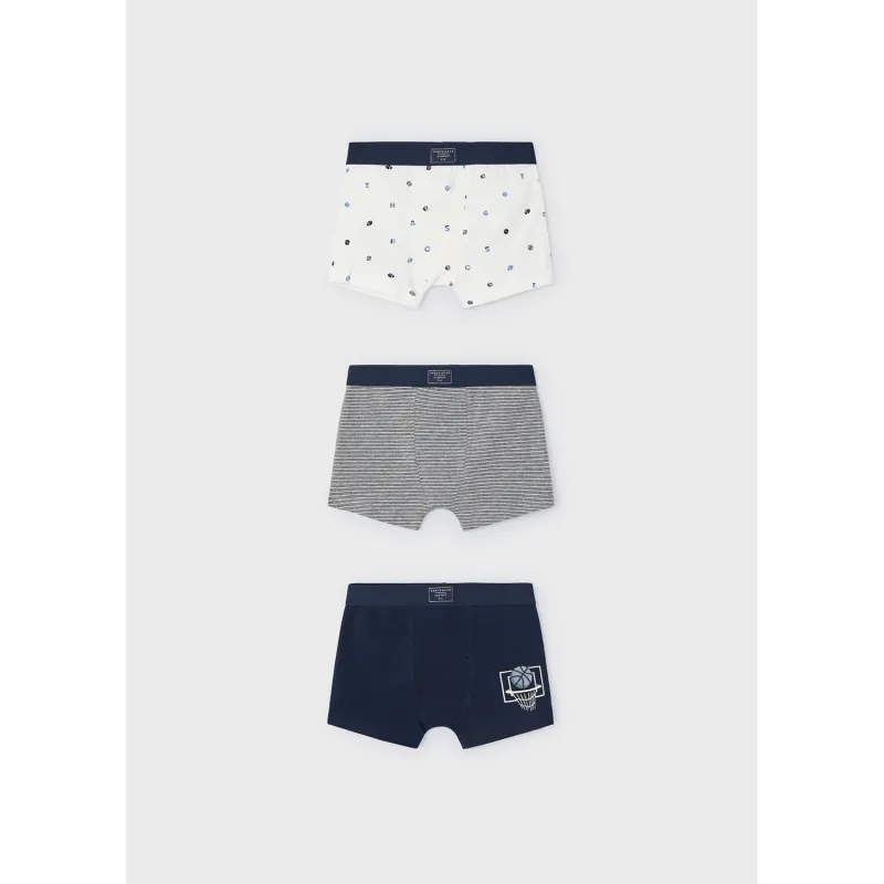 3 PACK BOXER UNDERWEAR NAVY & WHITE & STRIPE ASSORTED PRINTS / 10788-047