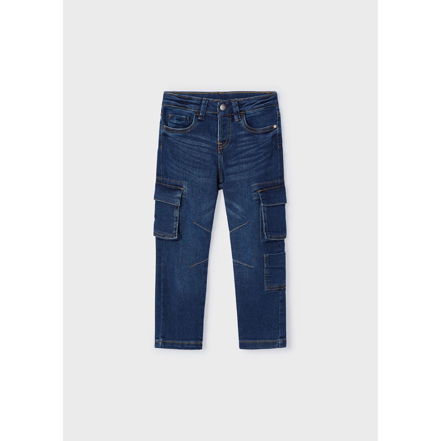 DARK BLUE DENIM CARGO PANT STRAIGHT LET FIT / 4534-035
