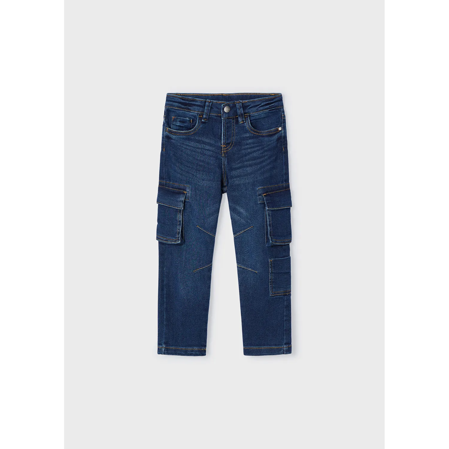 DARK BLUE DENIM CARGO PANT STRAIGHT LET FIT / 4534-035