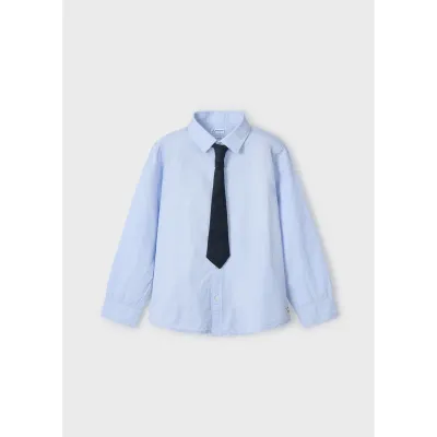 BLUE SHIRT NAVY BOWTIE LONG SLEEVE / 4109-053