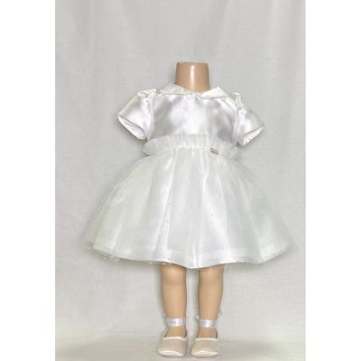 CREAM DRESSSATIN BODICE SPARKLE TULLE SKIRT SHORT SLEEVE / M3141