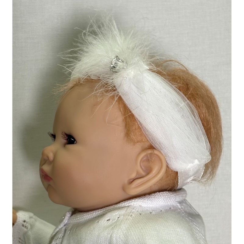 CREAM TULLE HEADBAND RHINESTONE & FEATHER TRIM / A12450/FAT