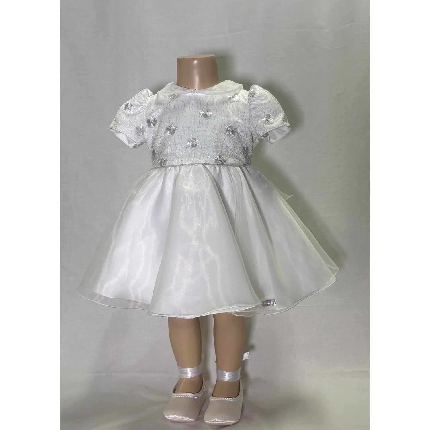 CREAM DRESS EMBROIDERED BODICE ORGANZA SKIRT / M3142