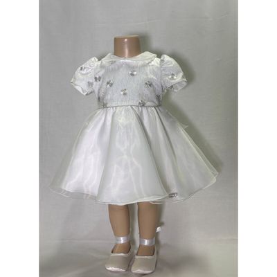 CREAM DRESS EMBROIDERED BODICE ORGANZA SKIRT / M3142
