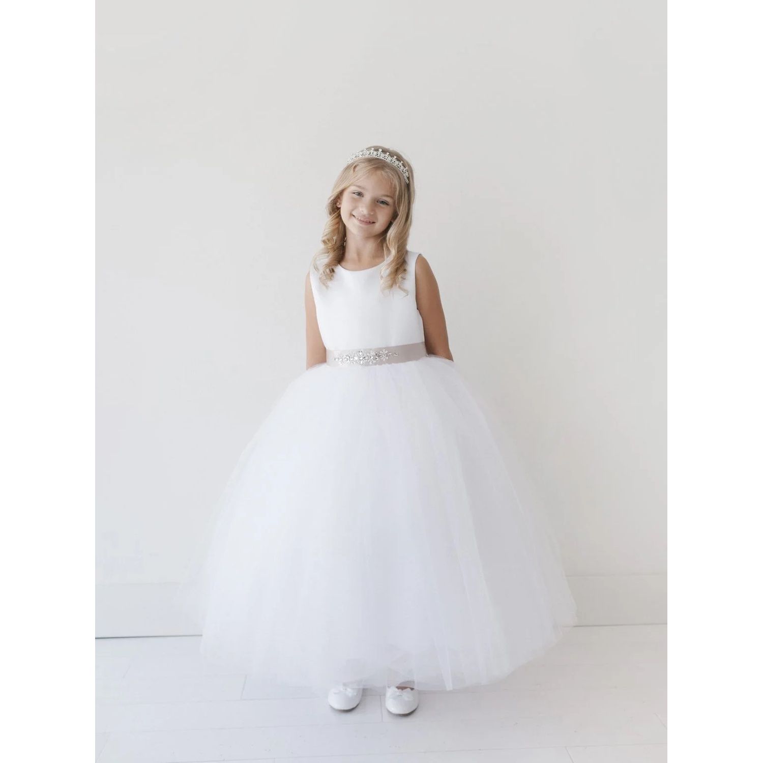 DRESS WHITE SATIN BODICE & TULLE SKIRT / 5700