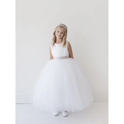 DRESS WHITE SATIN BODICE & TULLE SKIRT / 5700