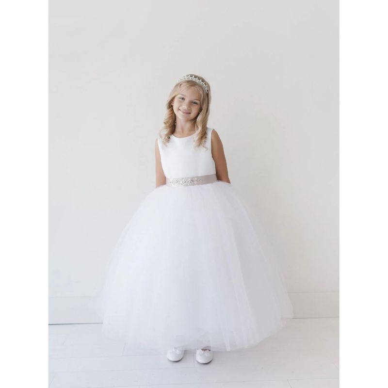 DRESS WHITE SATIN BODICE & TULLE SKIRT / 5700 DRESS WHITE SATIN BODICE & TULLE SKIRT / 5700