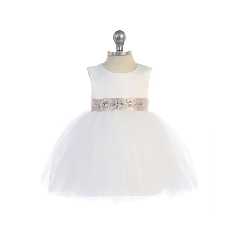 DRESS IVORY SATIN BODICE TULLE SKIRT / 5700S