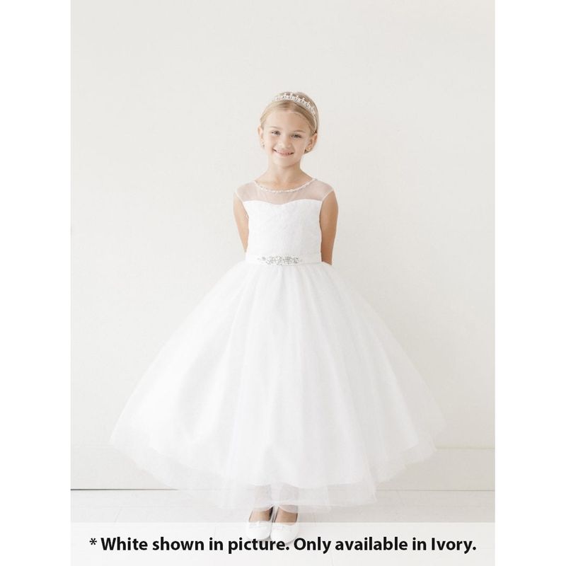 DRESS IVORY EMBROIDERED BODICE & TULLE SKIRT RHINESTONE BELT / 5712 DRESS IVORY EMBROIDERED BODICE & TULLE SKIRT RHINESTONE BELT / 5712