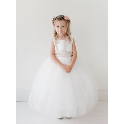 DRESS IVORY SATIN BODICE TULLE SKIRT / 5700