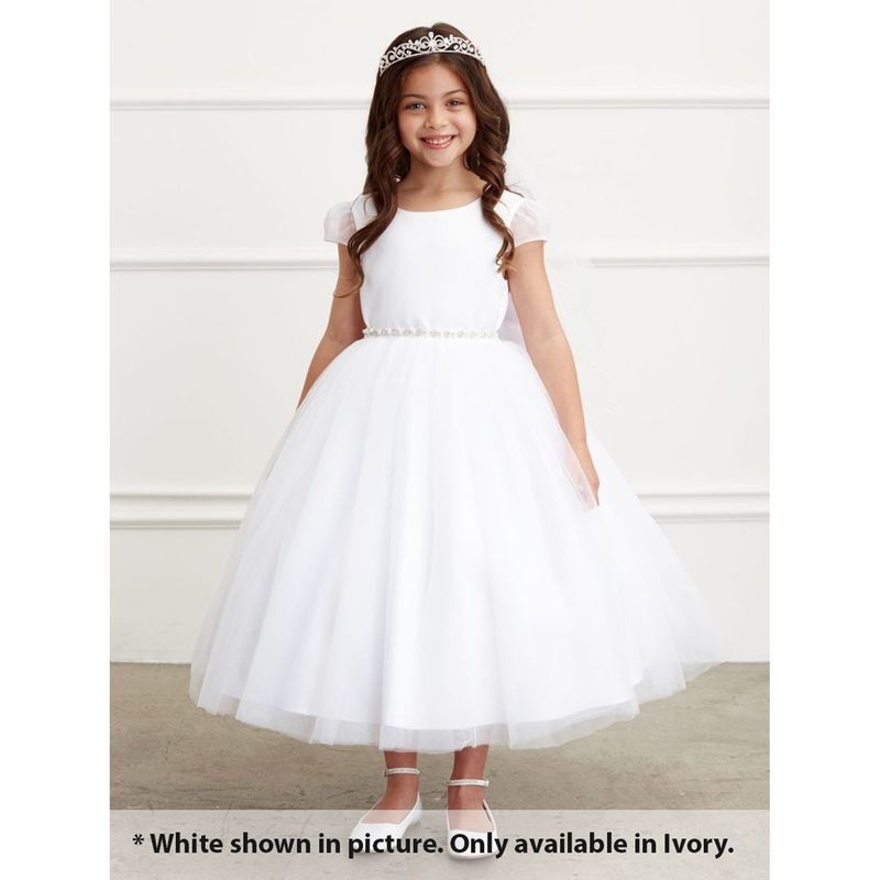 DRESS IVORY SATIN BODICE TULLE SKIRT RHINESTONE BELT / 5832 DRESS IVORY SATIN BODICE TULLE SKIRT RHINESTONE BELT / 5832