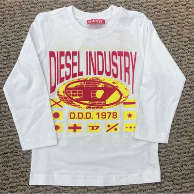 WHITE TSHIRT RED DIESEL LOGO LONG SLEEVE / J01029-K100