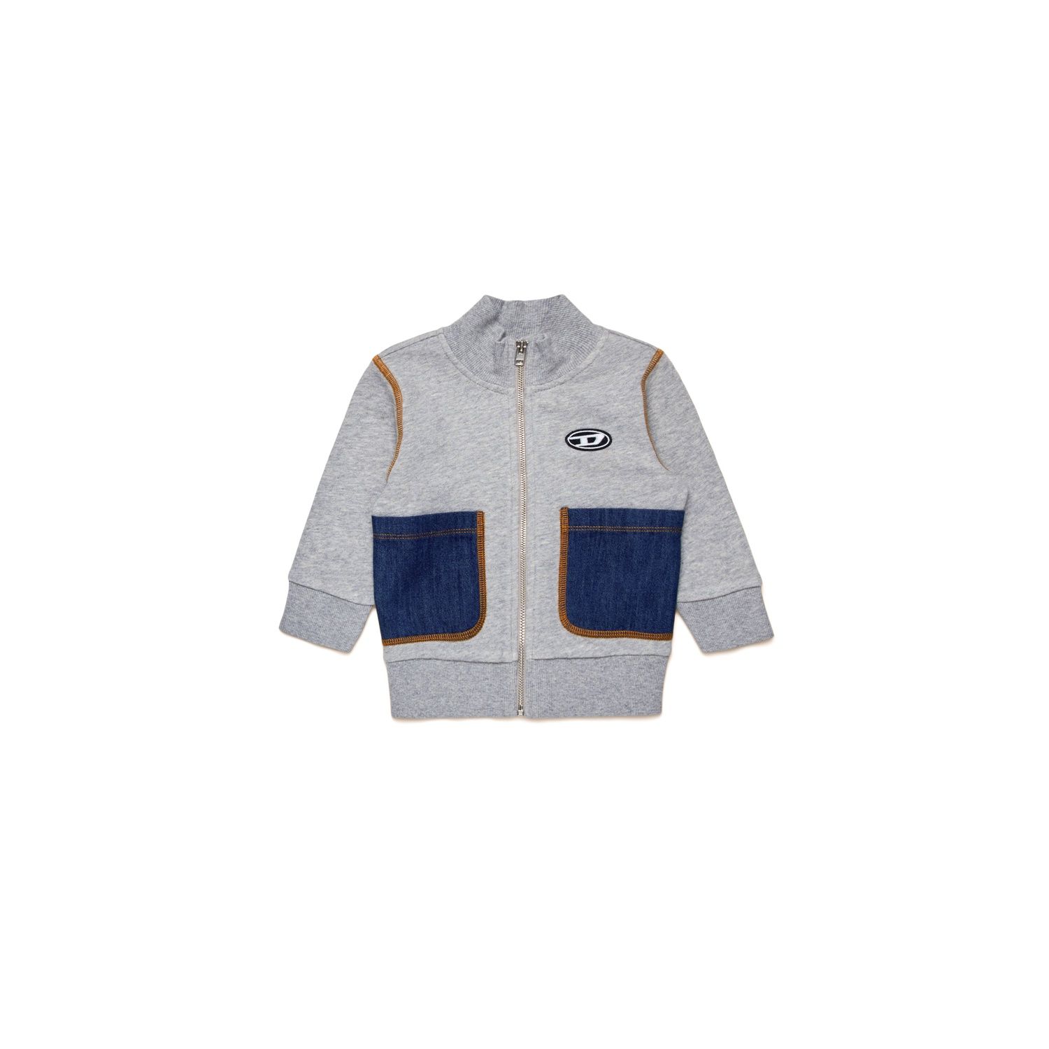GREY CARDIGAN SWEATTOP NAVY POCKETS ZIP CLOSURE / K00572-K963