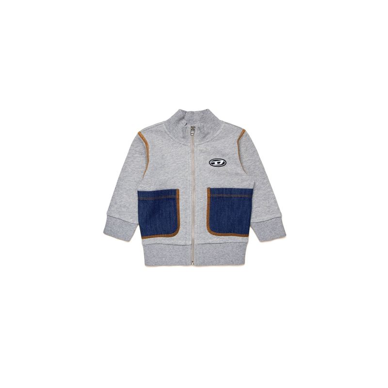 GREY CARDIGAN SWEATTOP NAVY POCKETS ZIP CLOSURE / K00572-K963