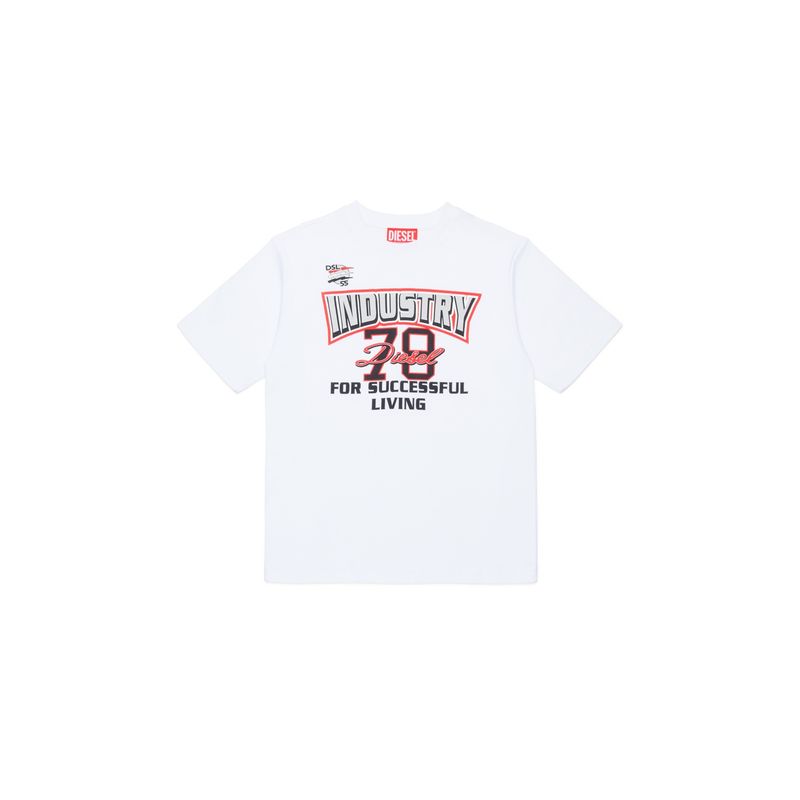 WHITE TSHIRT SHORT SLEEVE 70 DIESEL INDUSTRY LOGO / J01970-K100