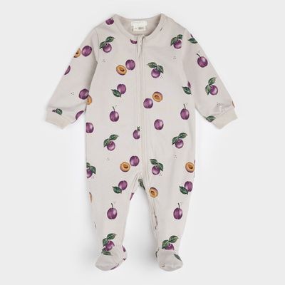 BEIGE SLEEPER PLUM PRINT 2WAY ZIPPER / 24FGL28P01B