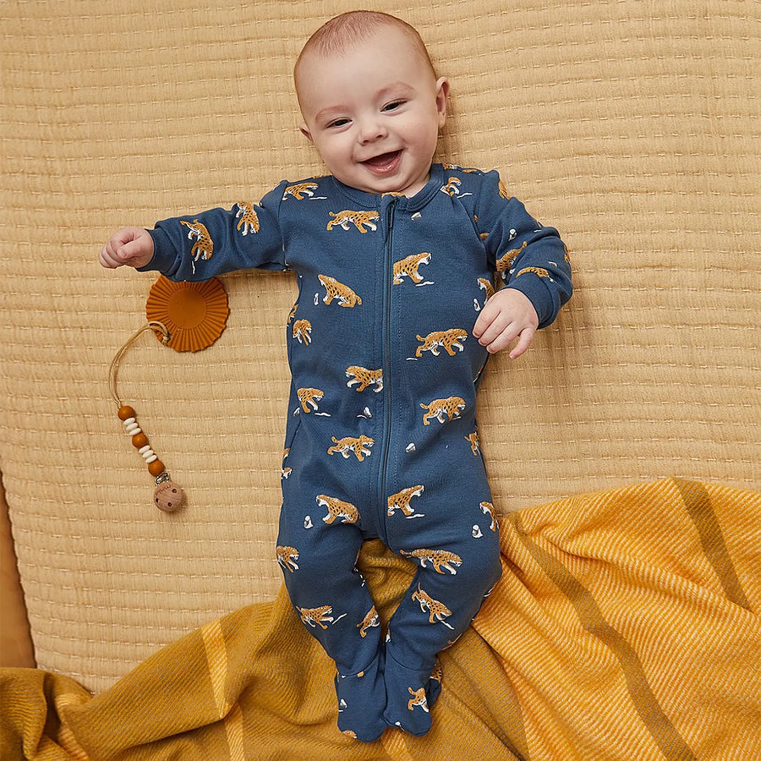 BLUE SLEEPER SABER TOOTH TIGER PRINT 2 WAY ZIPPER / 24FRS16P02B