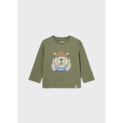 FOREST GREEN TSHIRT LONG SLEEVE BOY HUNTER PRINT / 2036-084