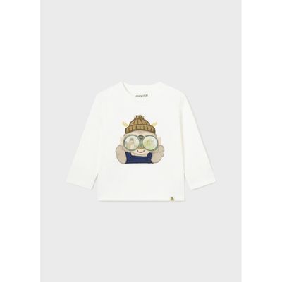 CREAM TSHIRT LONG SLEEVE BOY HUNTER PRINT / 2036-083