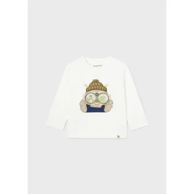 CREAM TSHIRT LONG SLEEVE BOY HUNTER PRINT / 2036-083