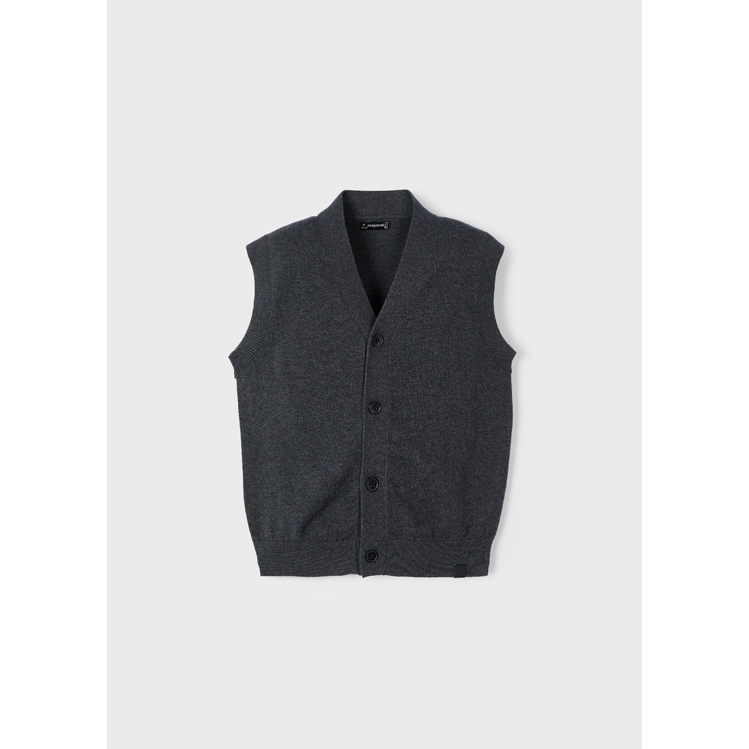 GREY KNIT VEST VNECK 4 BUTTON / 4345-065