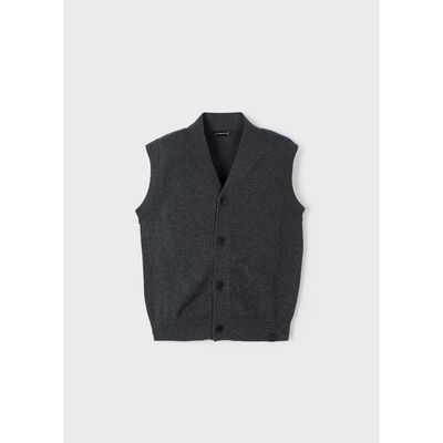 GREY KNIT VEST VNECK 4 BUTTON / 4345-065