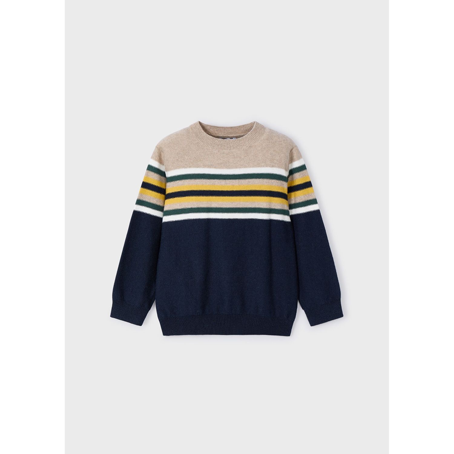 NAVY KNIT SWEATER MULTI COLORED STRIPE LONG SLEEVE / 4351-032