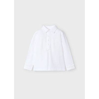 WHITE POLO TOP LONG SLEEVE / 4101-034