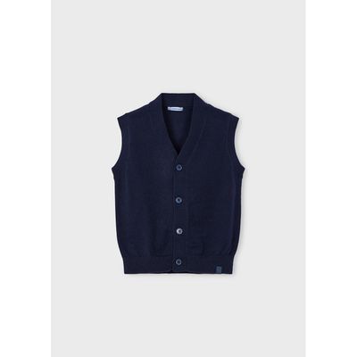 NAVY KNIT VEST VNECK 4BUTTON / 4345-066