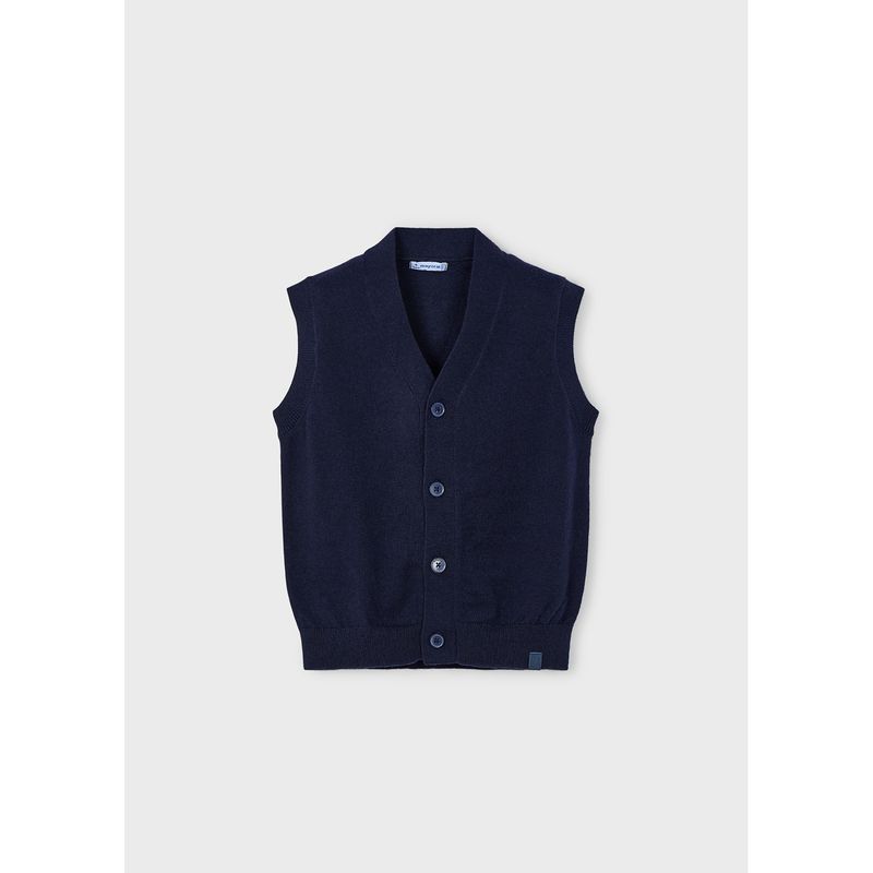 NAVY KNIT VEST VNECK 4BUTTON / 4345-066