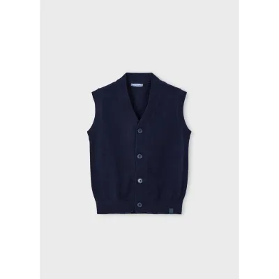 NAVY KNIT VEST VNECK 4BUTTON / 4345-066