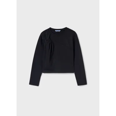 BLACK TSHIRT KNOTTED LONG SLEEVE / 7007-069