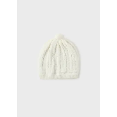 CREAM KNIT HAT CABLE KNIT EFFECT / 9774-090
