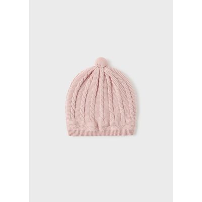 ROSE PINK KNIT HAT CABLE STITCH / 9774-092