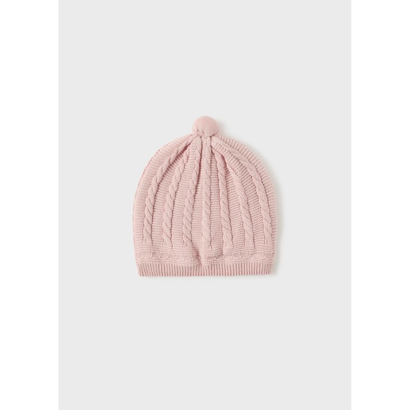 ROSE PINK KNIT HAT CABLE STITCH / 9774-092