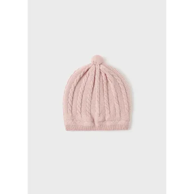 ROSE PINK KNIT HAT CABLE STITCH / 9774-092