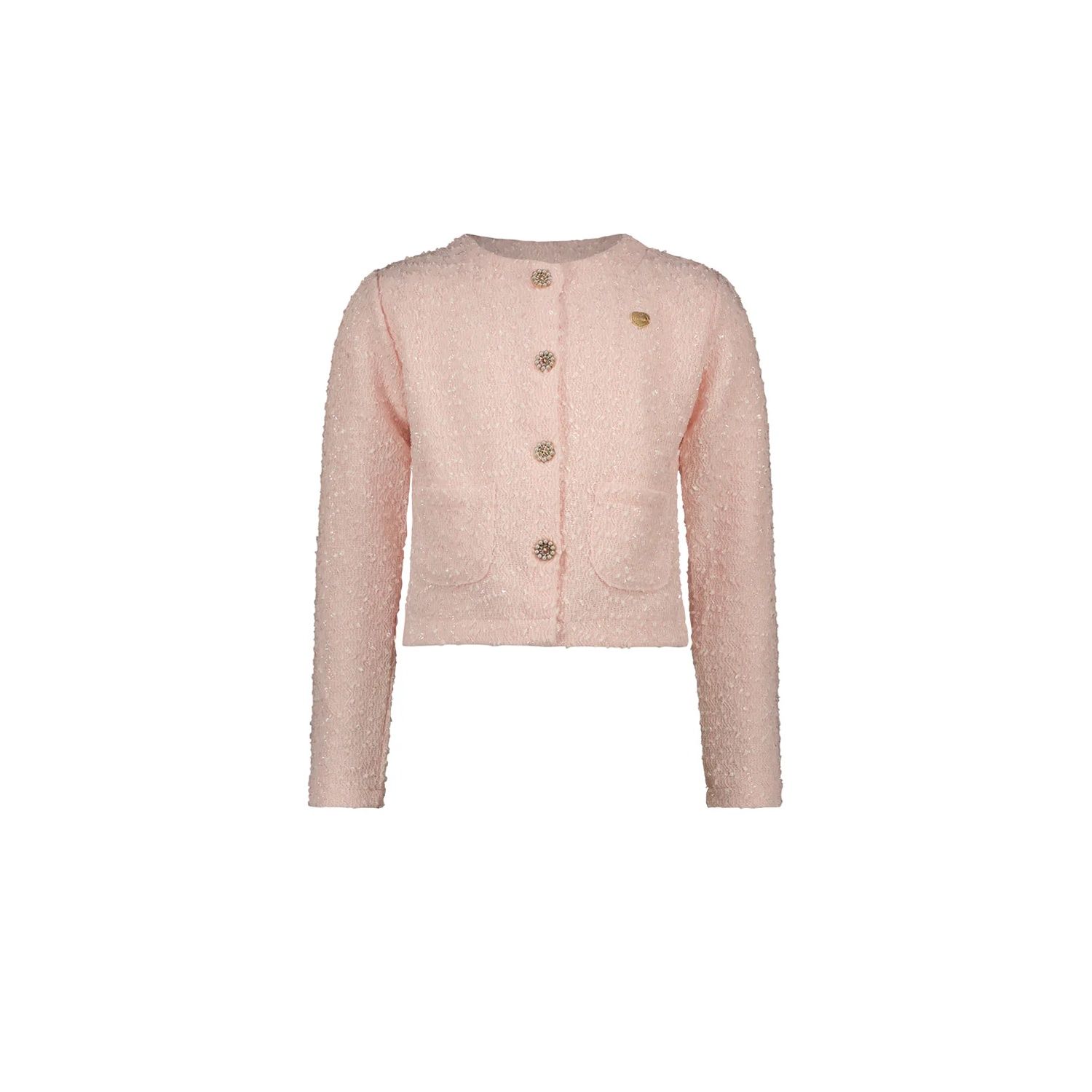 ROSE PINK KNIT JACKET GLITTER PEARL BUTTONS / C408-5115-201