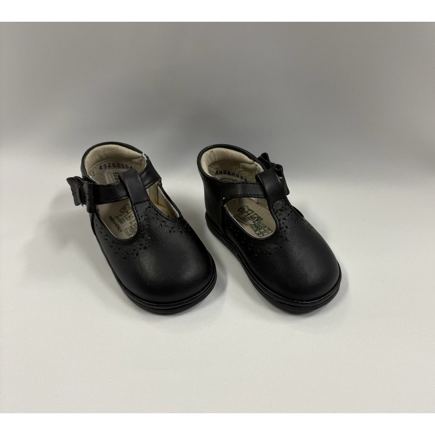 NAPPA BLACK SHOE GIRLS BOW TRIM / G0102