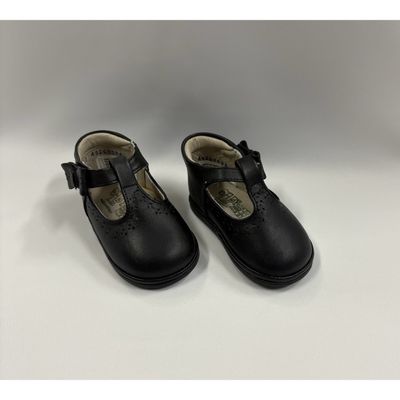 NAPPA BLACK SHOE GIRLS BOW TRIM / G0102
