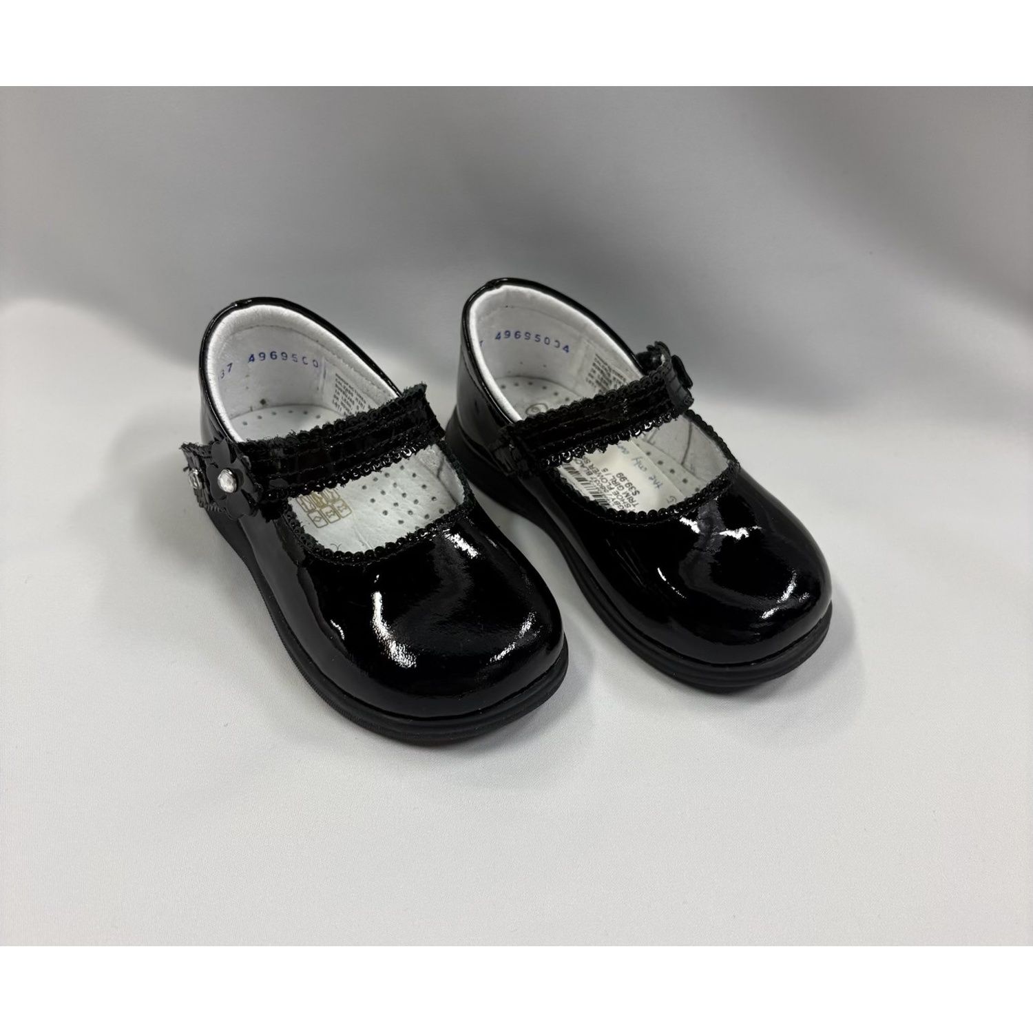 BLACK PATENT SHOE FLOWER SIDE TRIM GIRL / 58037