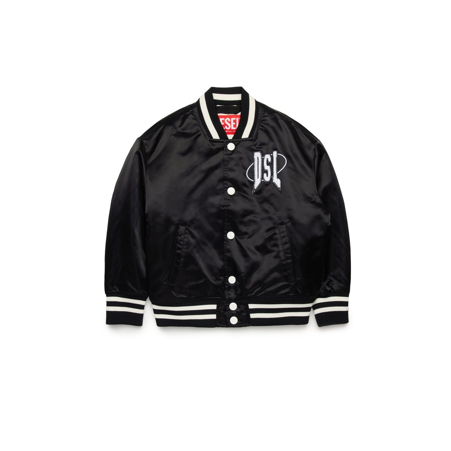 BLACK BOMBER JACKET WHITE DSL LOGO & STRIPES TRIM / J02185-OKKAM-K900