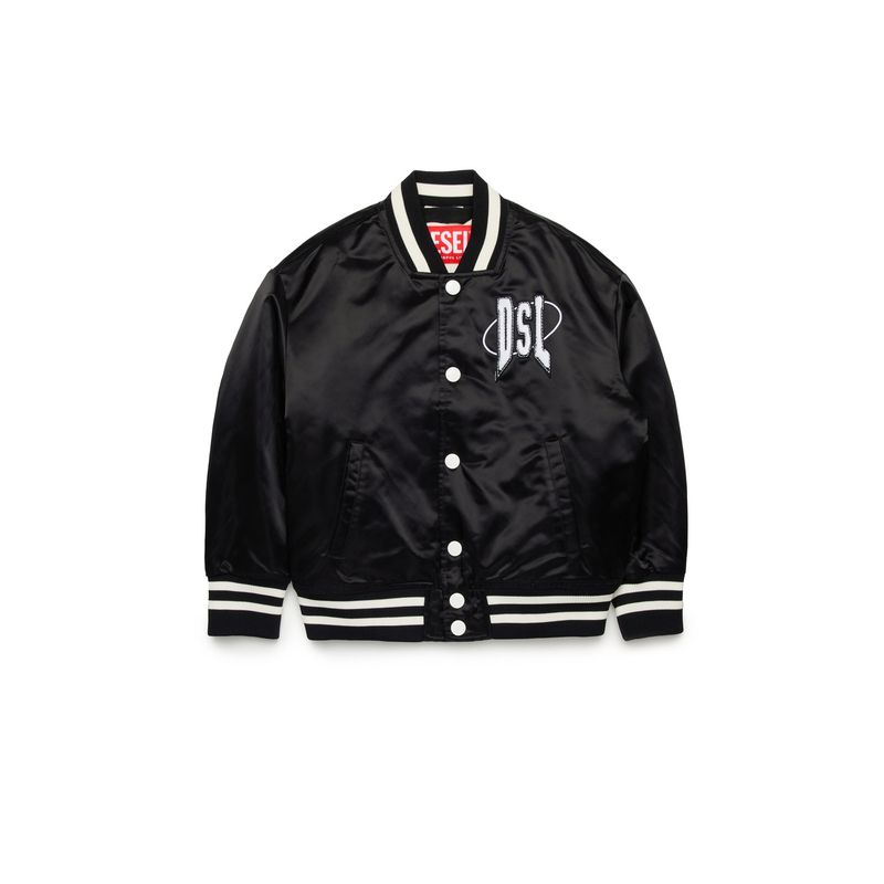 BLACK BOMBER JACKET WHITE DSL LOGO & STRIPES TRIM / J02185-OKKAM-K900