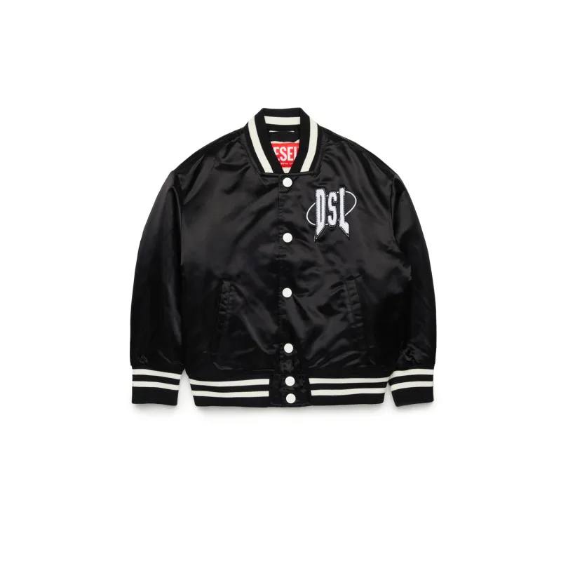BLACK BOMBER JACKET WHITE DSL LOGO & STRIPES TRIM / J02185-OKKAM-K900